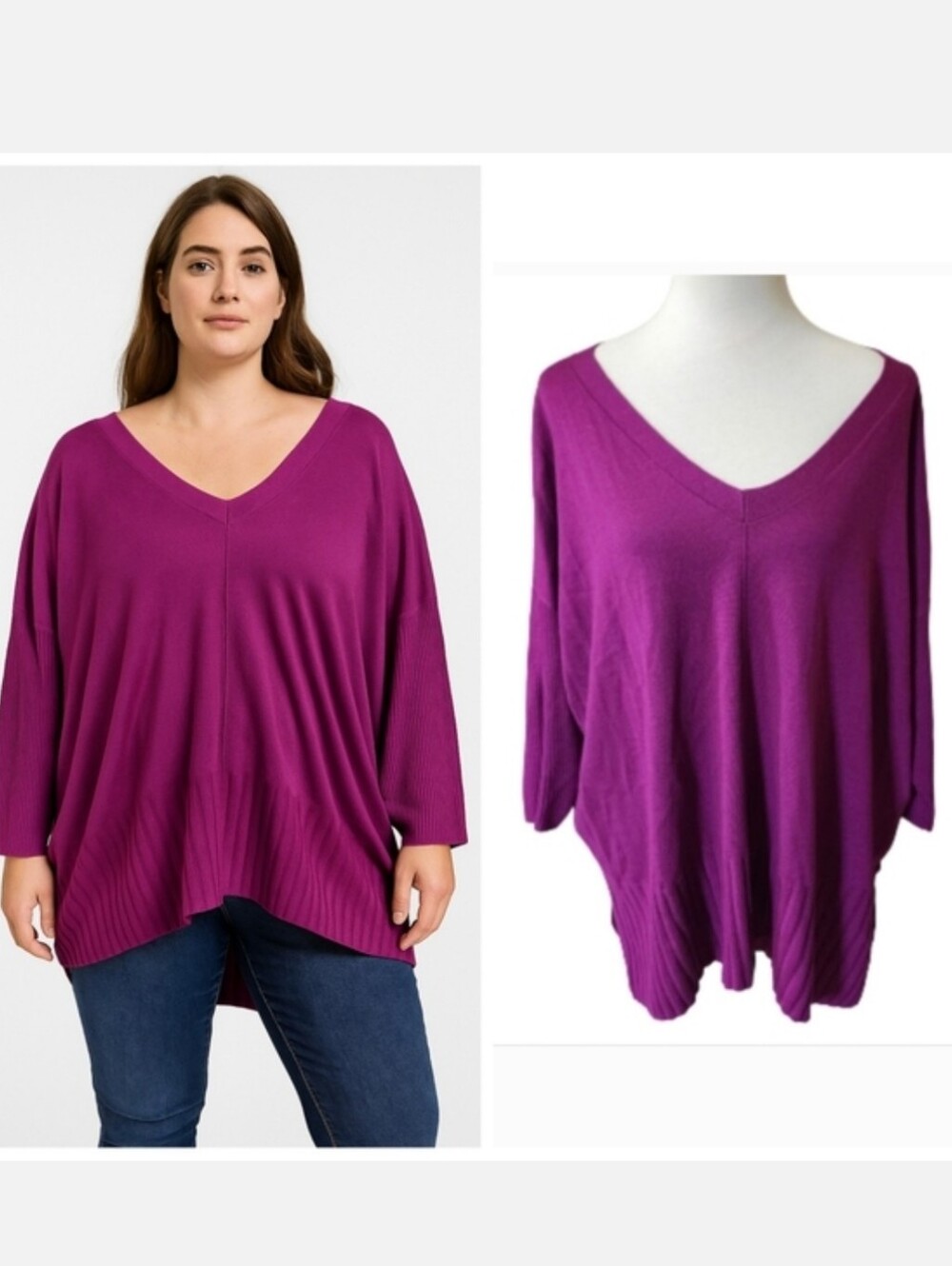 Evri Slouchy sweater Drop Shoulder Lightweight purple womens plus size 0X